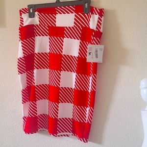 Lala Rose Midi Red / White Skirt Large
